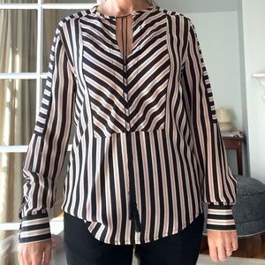 Rachel Zoe Striped Silk Blouse with Ties